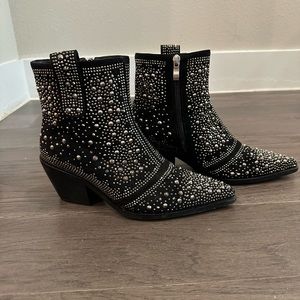 Black studded booties